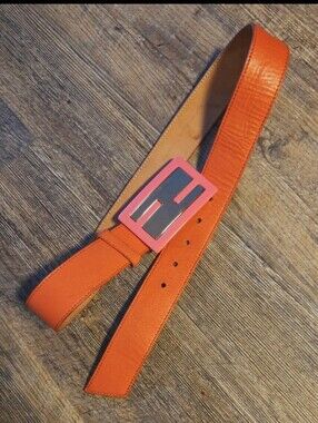 FENDI FF Buckle Belt Leather Pink Gold 32/95